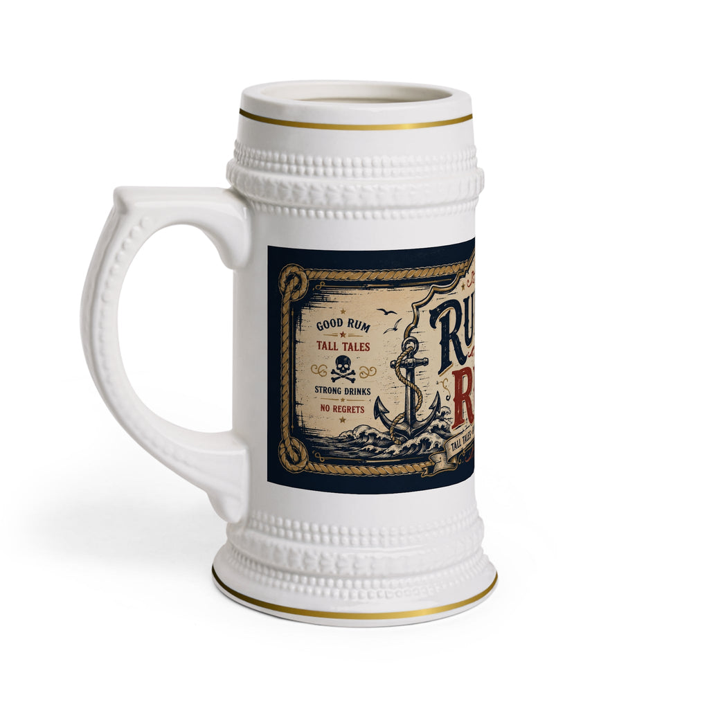 Rumors and Rum Nautical Pirate Stein Mug - 22oz Ceramic Beer Mug