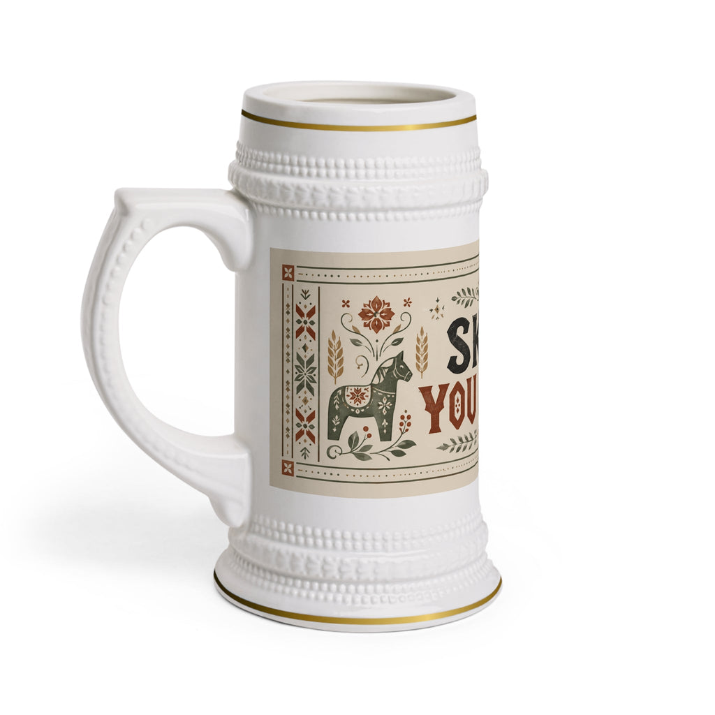 Skal You Nerds Scandinavian Folk Stein Mug - 22oz Ceramic Beer Mug