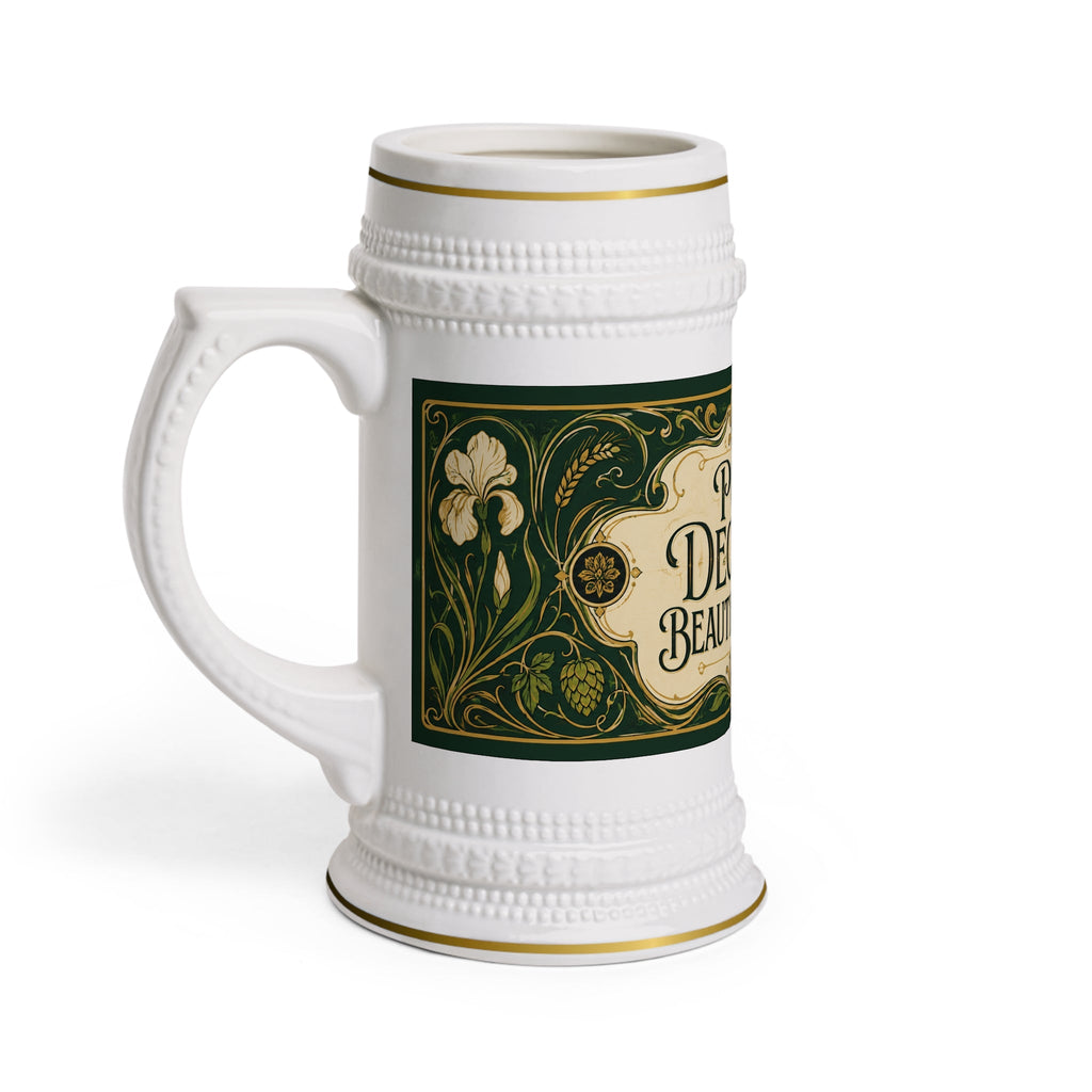 Pour Decisions Beautifully Made Art Nouveau Stein Mug - 22oz Ceramic Beer Mug