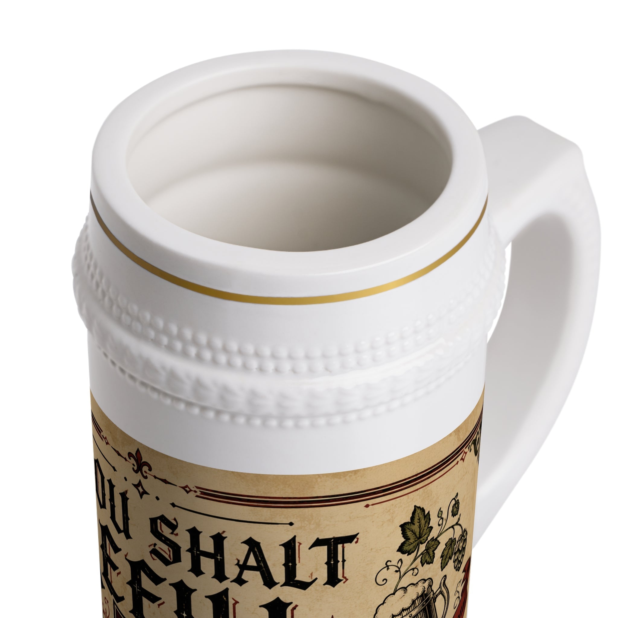 Thou Shalt Refill Medieval Tavern Stein Mug - 22oz Ceramic Beer Mug