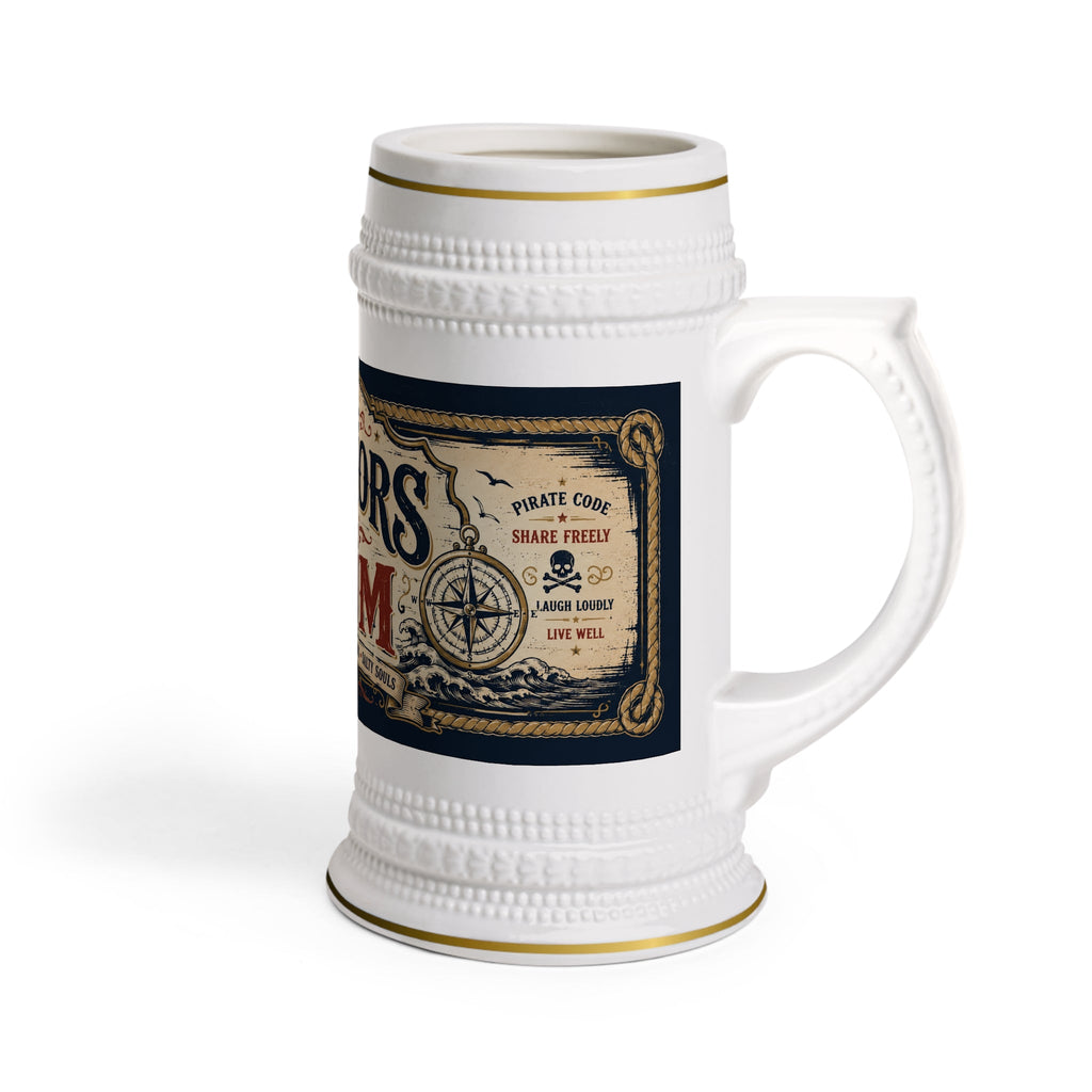 Rumors and Rum Nautical Pirate Stein Mug - 22oz Ceramic Beer Mug