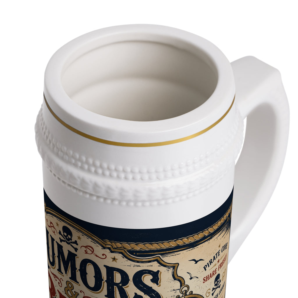 Rumors and Rum Nautical Pirate Stein Mug - 22oz Ceramic Beer Mug