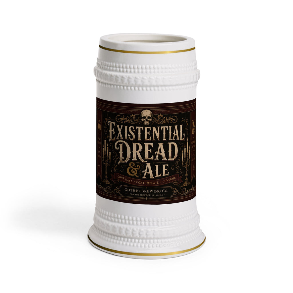 Existential Dread and Ale Dark Academia Stein Mug - 22oz Ceramic Beer Mug