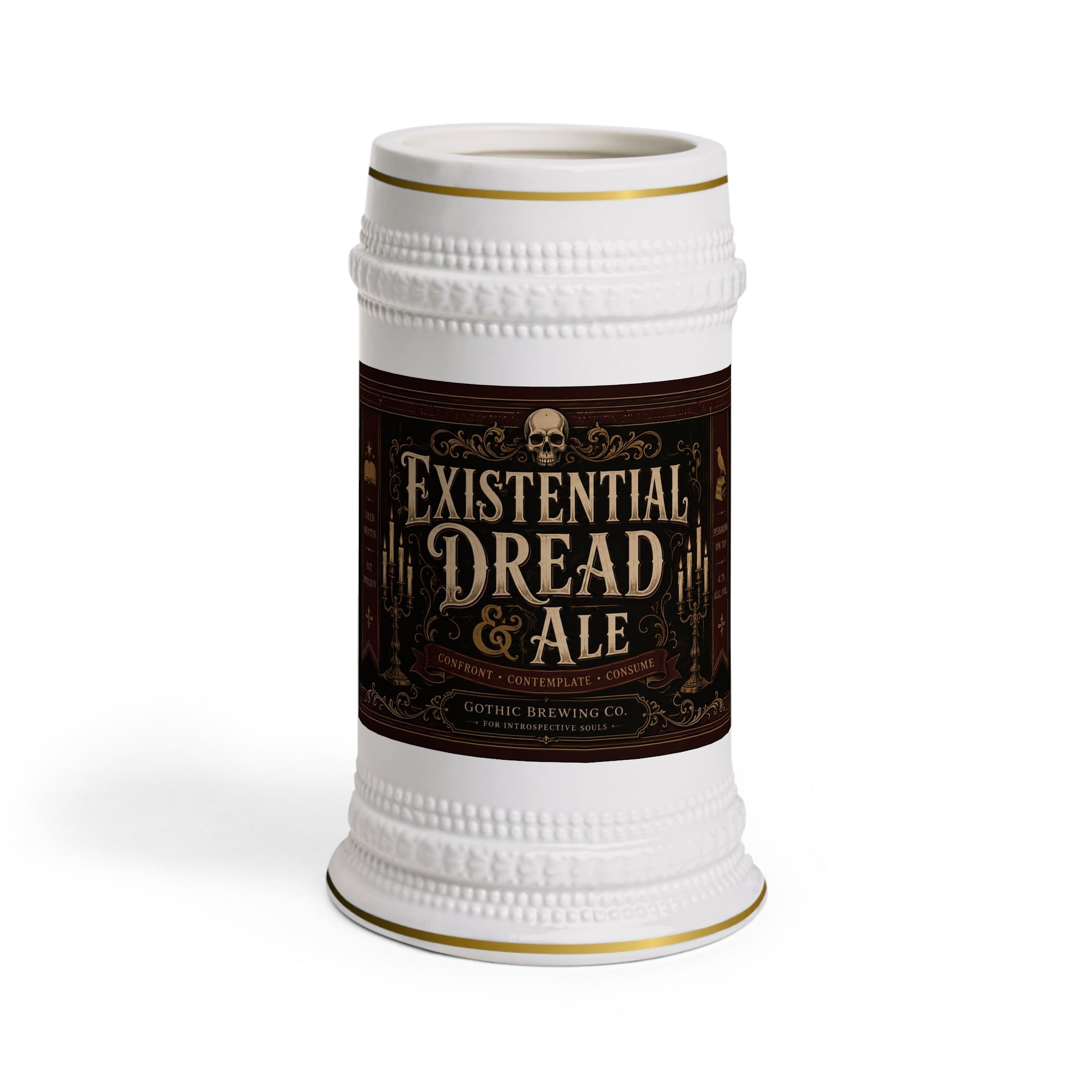 Existential Dread and Ale Dark Academia Stein Mug - 22oz Ceramic Beer Mug