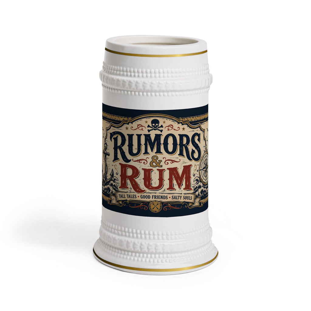 Rumors and Rum Nautical Pirate Stein Mug - 22oz Ceramic Beer Mug