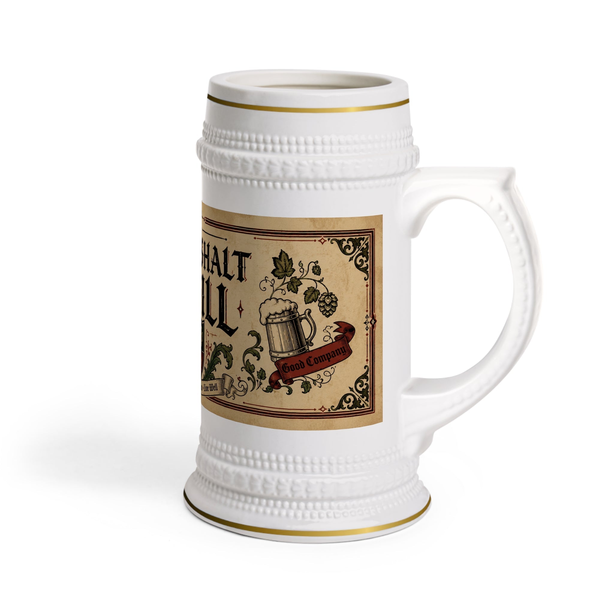Thou Shalt Refill Medieval Tavern Stein Mug - 22oz Ceramic Beer Mug