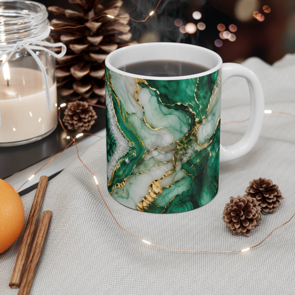 Emerald Golden Geode – Aesthetic Ceramic Mug