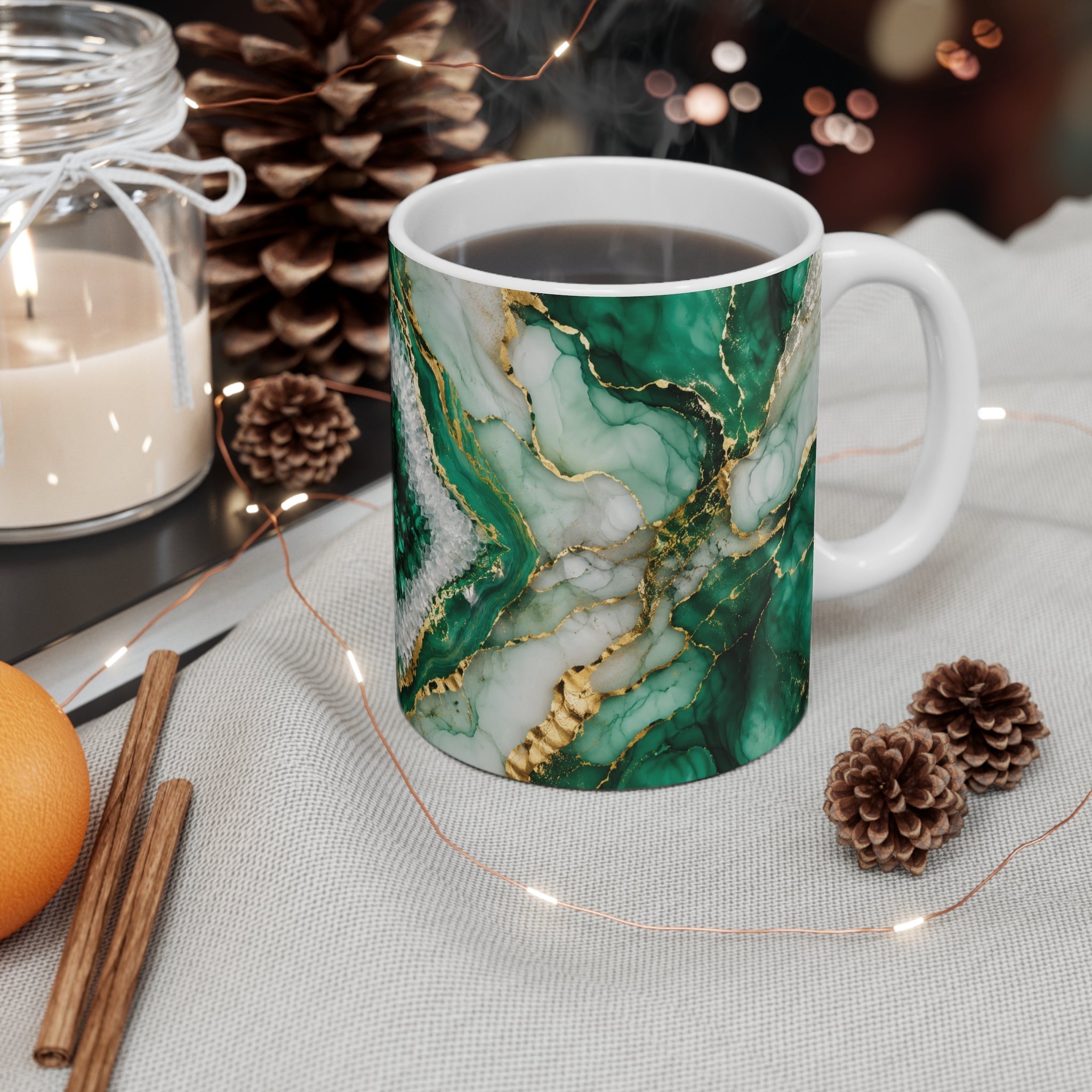 Emerald Golden Geode – Aesthetic Ceramic Mug