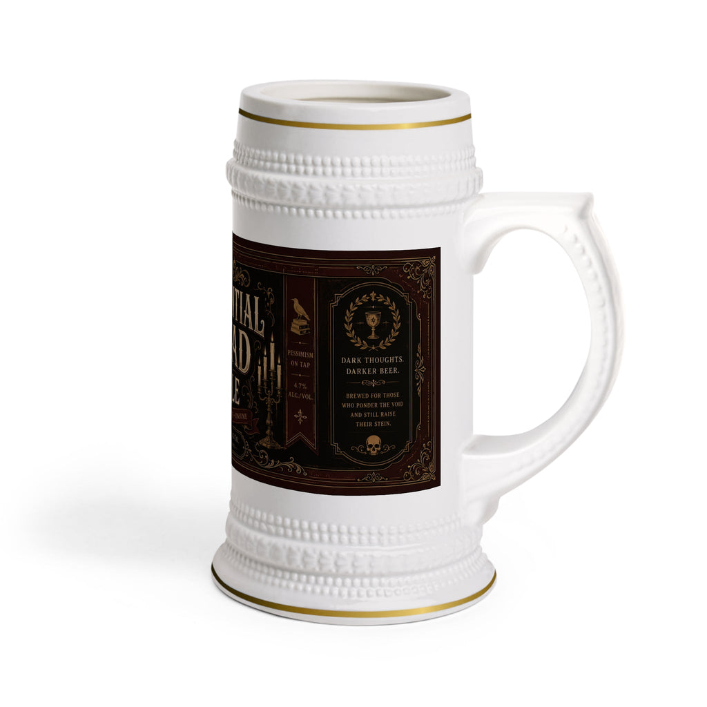 Existential Dread and Ale Dark Academia Stein Mug - 22oz Ceramic Beer Mug
