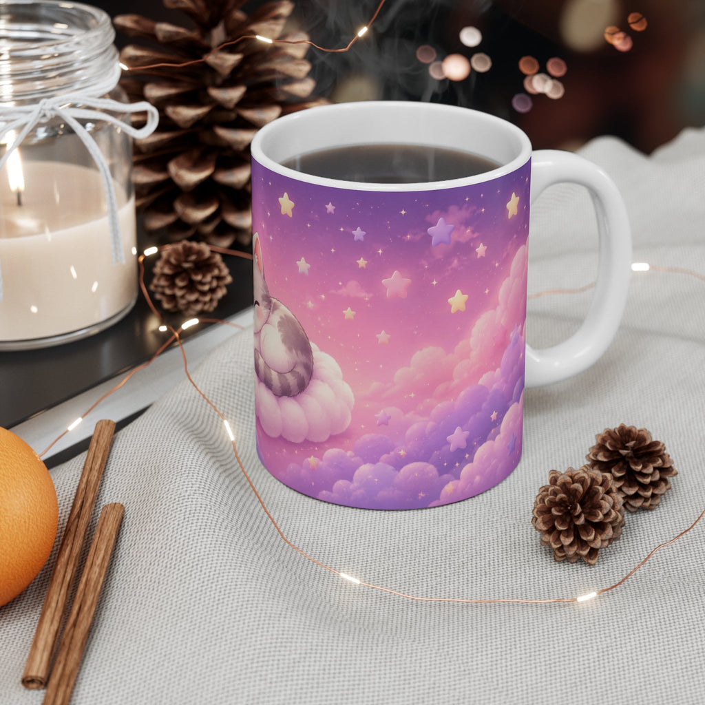Dreamy Cloud Kitten – Cute Aesthetic Ceramic Mug
