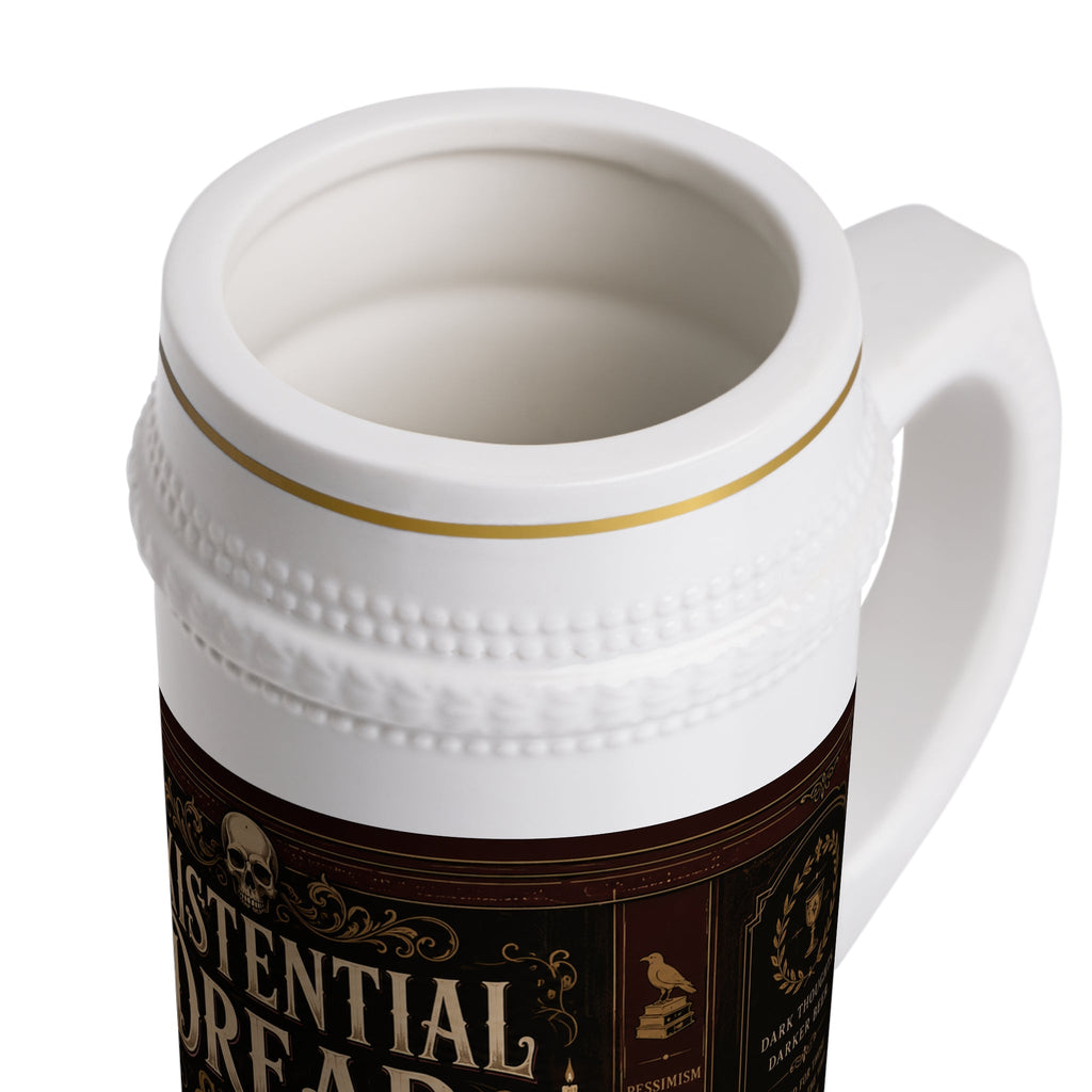 Existential Dread and Ale Dark Academia Stein Mug - 22oz Ceramic Beer Mug