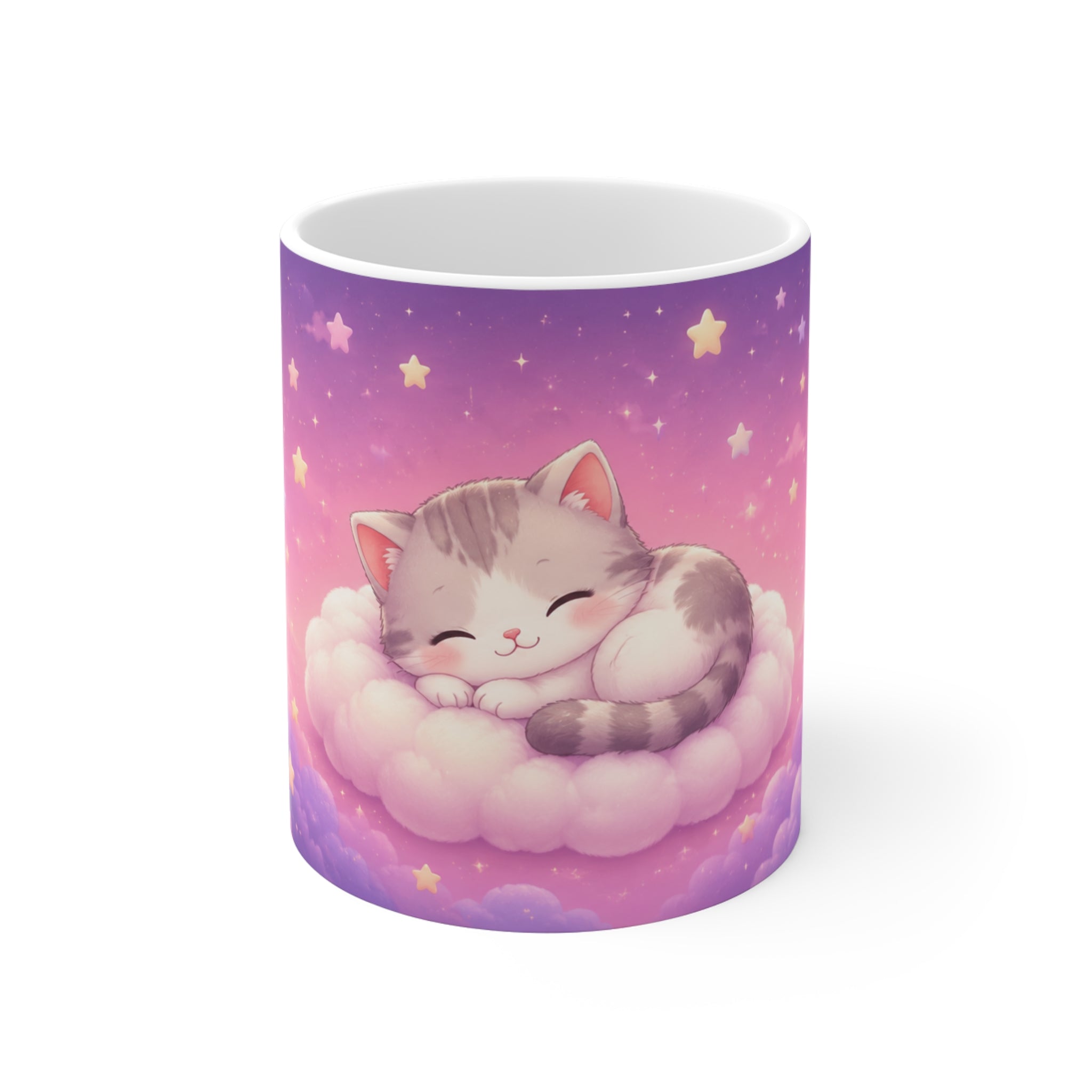 Dreamy Cloud Kitten – Cute Aesthetic Ceramic Mug