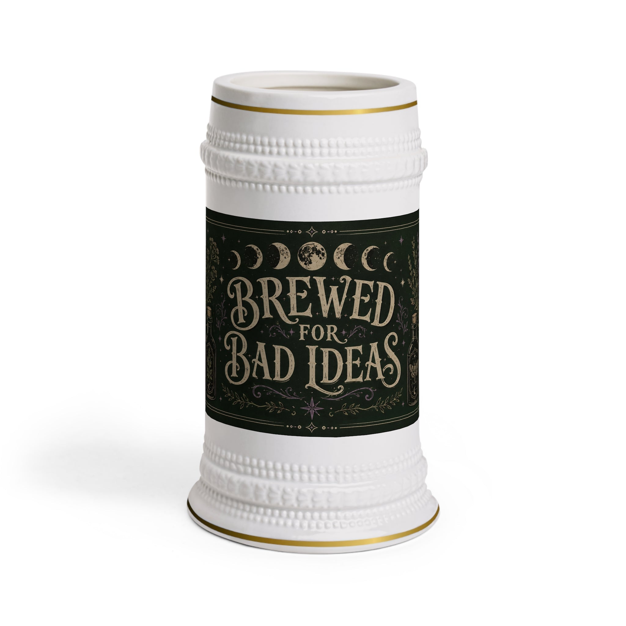Brewed for Bad Ideas Witchy Botanical Stein Mug - 22oz Ceramic Beer Mug