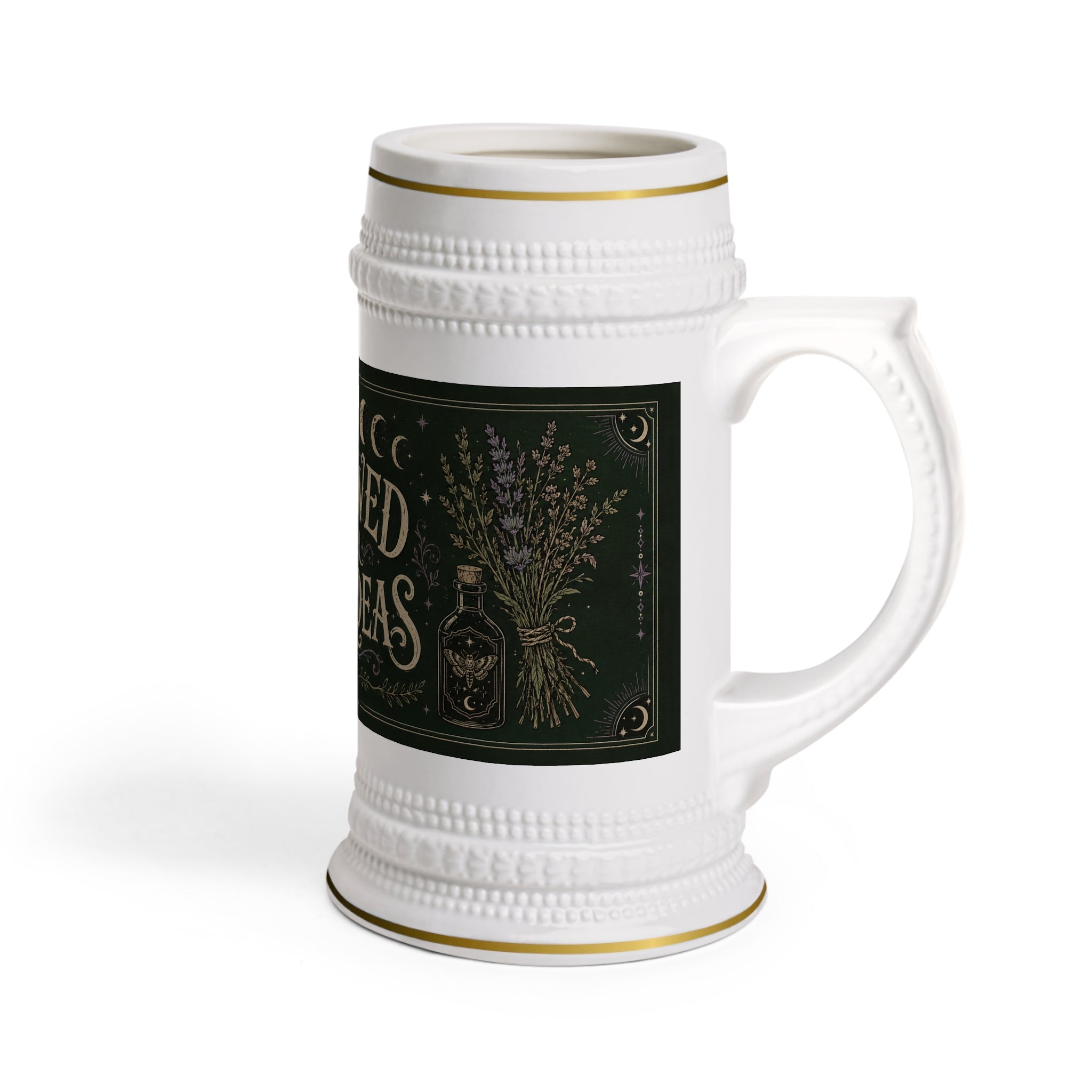 Brewed for Bad Ideas Witchy Botanical Stein Mug - 22oz Ceramic Beer Mug