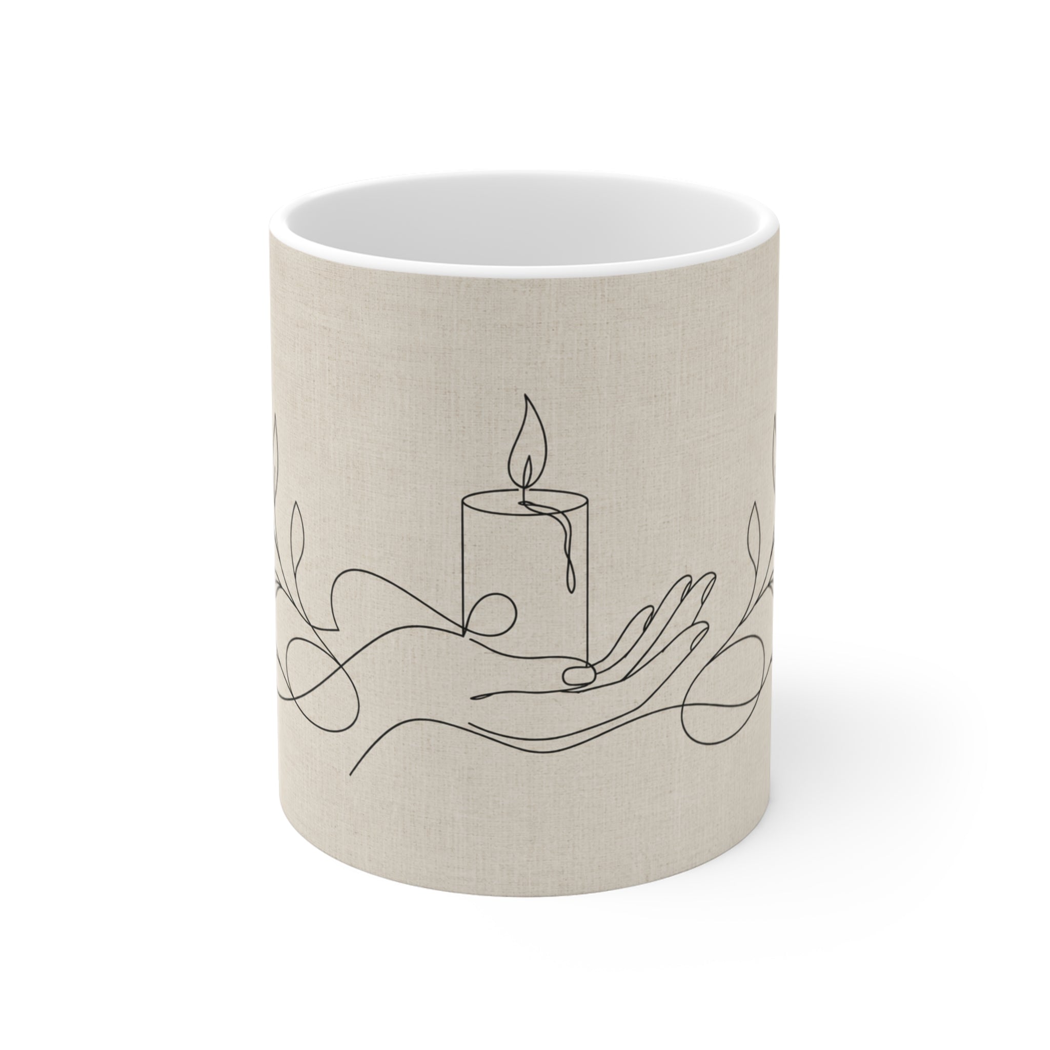 Gentle Flame Line Art – Minimalist Ceramic Mug