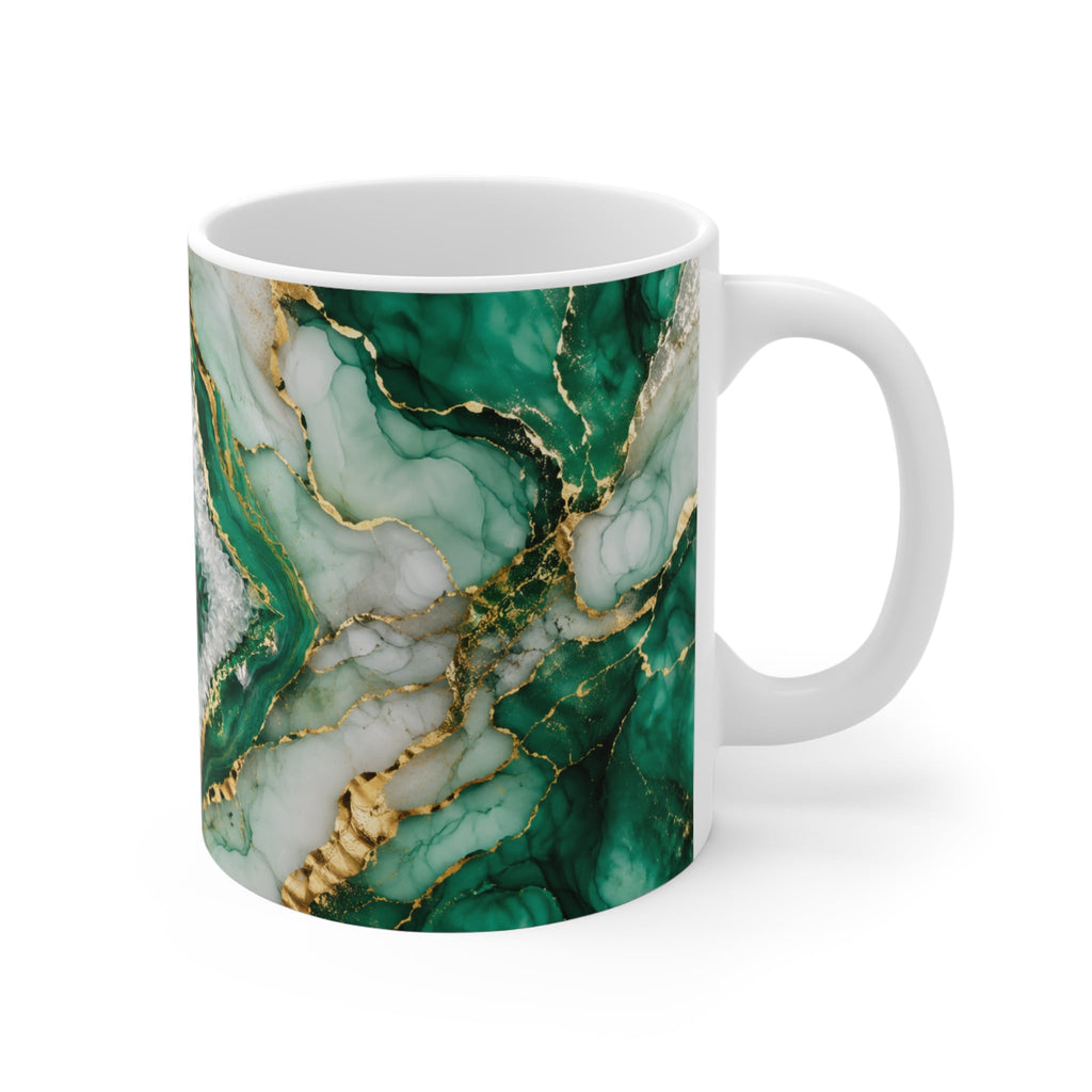 Emerald Golden Geode – Aesthetic Ceramic Mug