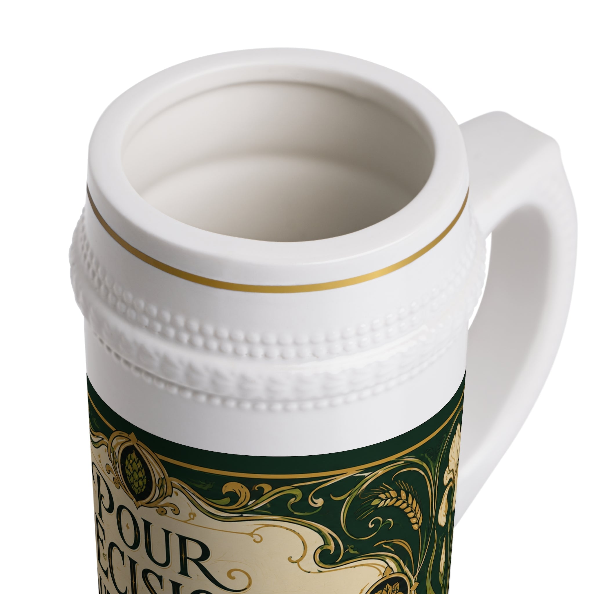 Pour Decisions Beautifully Made Art Nouveau Stein Mug - 22oz Ceramic Beer Mug