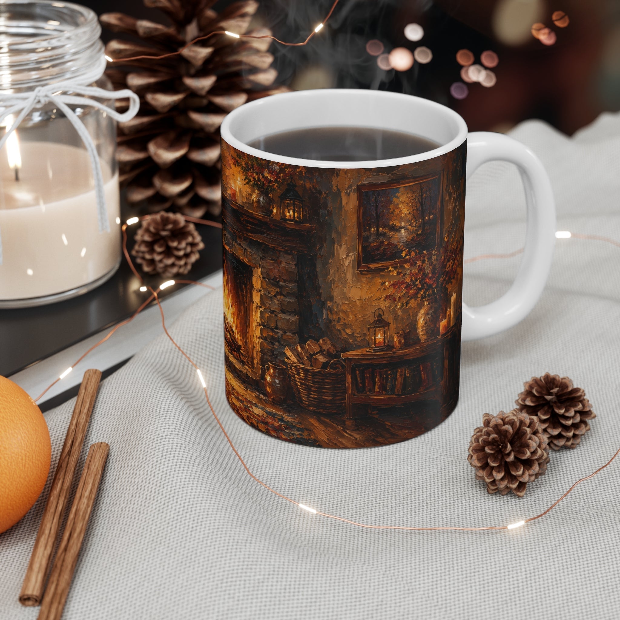 Fireside Autumn Comfort – Aesthetic Ceramic Mug