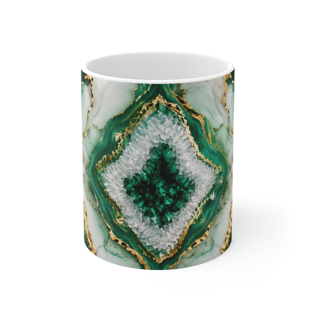 Emerald Golden Geode – Aesthetic Ceramic Mug