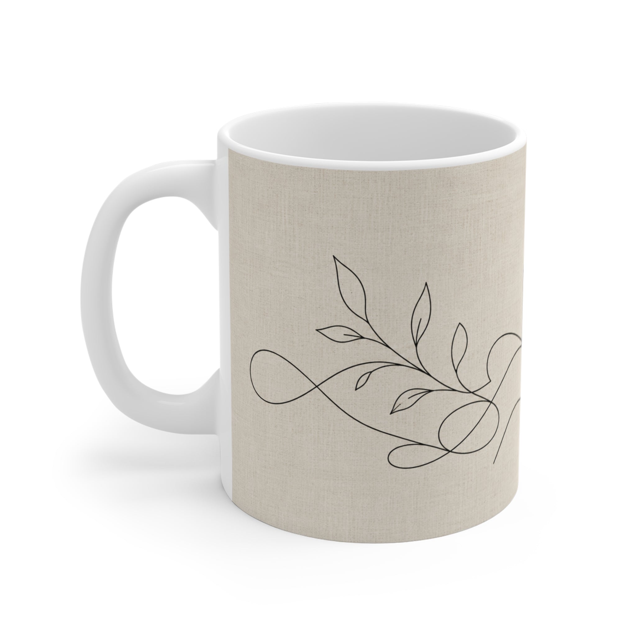Gentle Flame Line Art – Minimalist Ceramic Mug