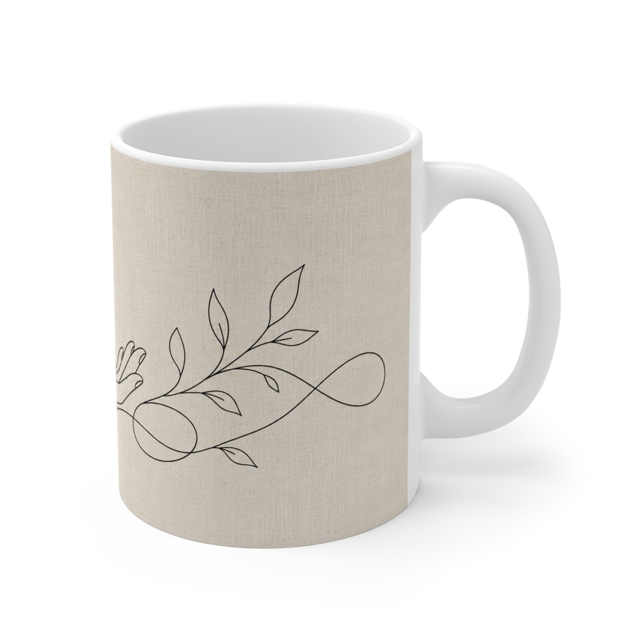 Gentle Flame Line Art – Minimalist Ceramic Mug