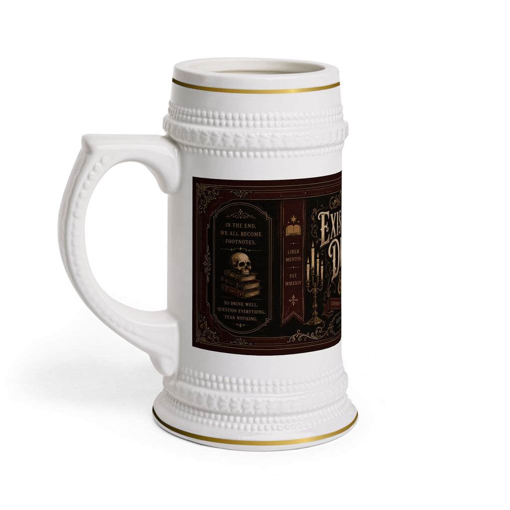 Existential Dread and Ale Dark Academia Stein Mug - 22oz Ceramic Beer Mug