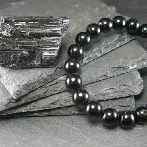 Black Tourmaline Genuine Bracelet ~ 7 Inches ~ 8mm Round Beads
