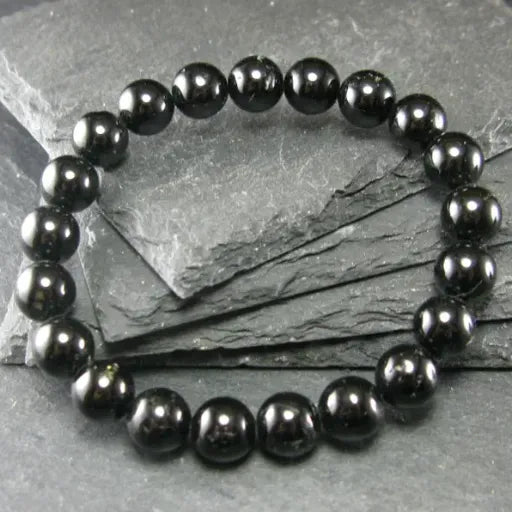 Black Tourmaline Genuine Bracelet ~ 7 Inches ~ 8mm Round Beads