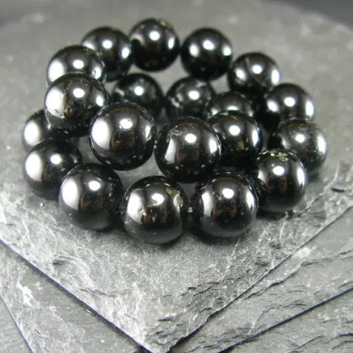 Black Tourmaline Genuine Bracelet ~ 7 Inches ~ 8mm Round Beads
