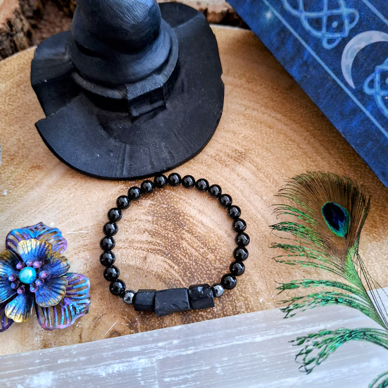 Black Tourmaline & Hematite Bracelet – Handmade Crystal Healing Jewelry