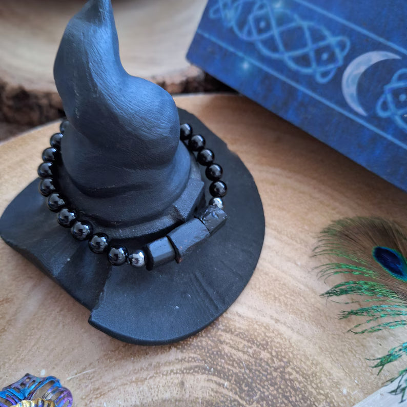 Black Tourmaline & Hematite Bracelet – Handmade Crystal Healing Jewelry