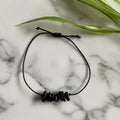 Black Tourmaline Gemstone chip Dainty Adjustable Bracelet Handmade Natural Crystals Black cord