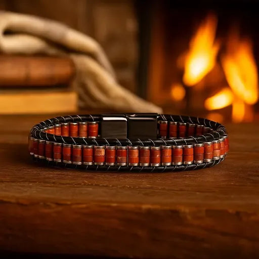 Red Jasper and Hematite Bracelet for Men – Natural Stone Protection Bracelet – Handmade Braided Jewelry – Boho Mens Bracelet - Gift - Jasper