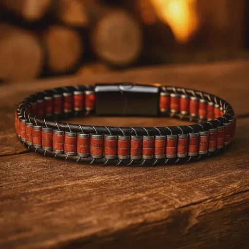 Red Jasper and Hematite Bracelet for Men – Natural Stone Protection Bracelet – Handmade Braided Jewelry – Boho Mens Bracelet - Gift - Jasper