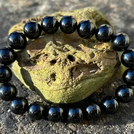 Black Tourmaline Beaded Bracelet 10-11mm