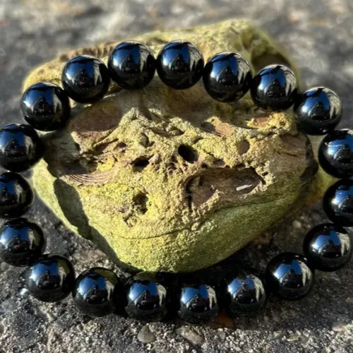 Black Tourmaline Beaded Bracelet 10-11mm