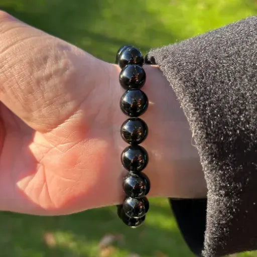 Black Tourmaline Beaded Bracelet 10-11mm