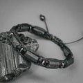 Raw black tourmaline bracelet for men and women Adjustable protection stone bracelet