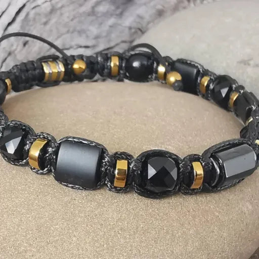 Men's Black Tourmaline, Onyx, Agate Protecting Bracelet. Grounding, Minimal. Gift for Him