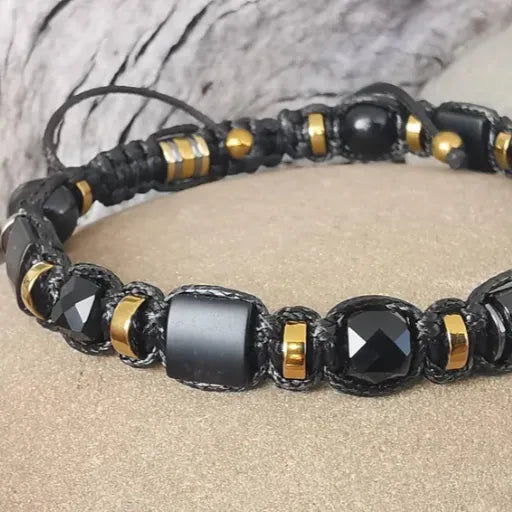 Men's Black Tourmaline, Onyx, Agate Protecting Bracelet. Grounding, Minimal. Gift for Him