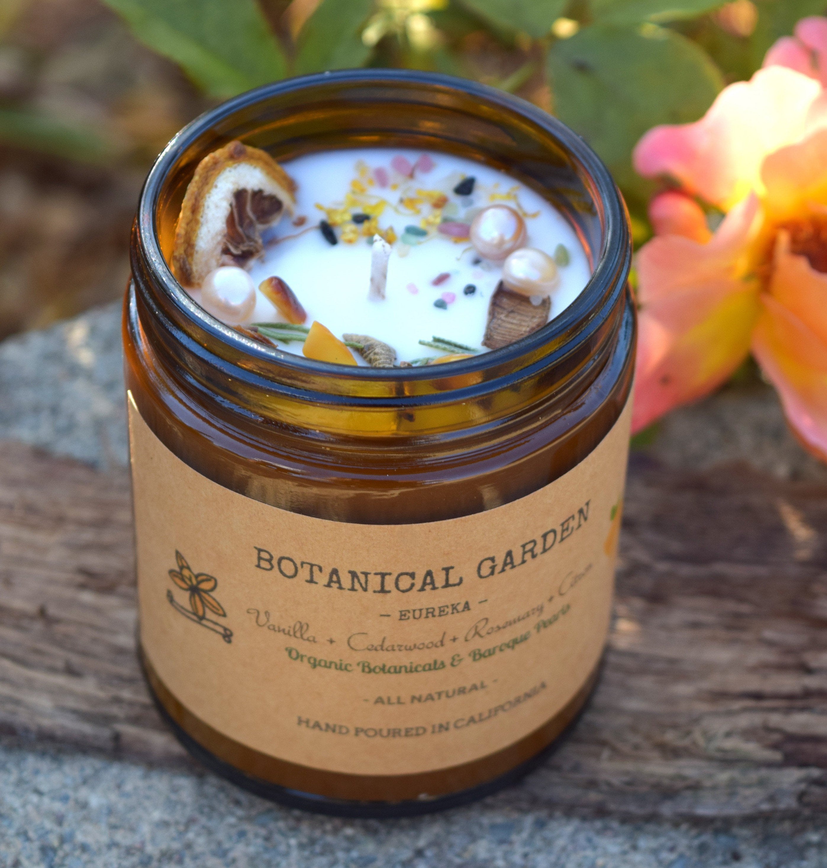 Cedarwood Rosemary Soy Candle with Dried Flowers