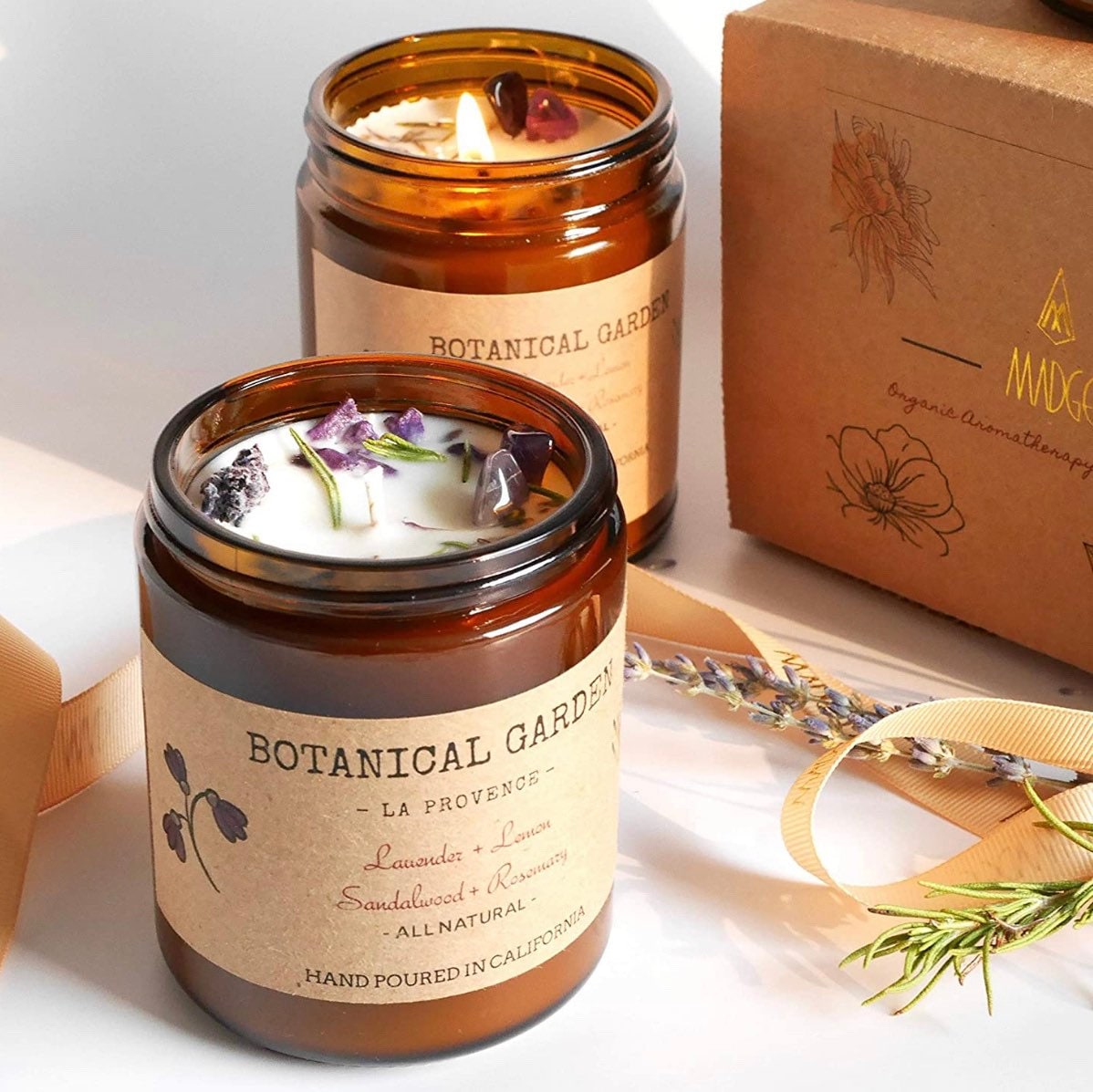 Lavender Rosemary Soy Candle with Dried Flowers