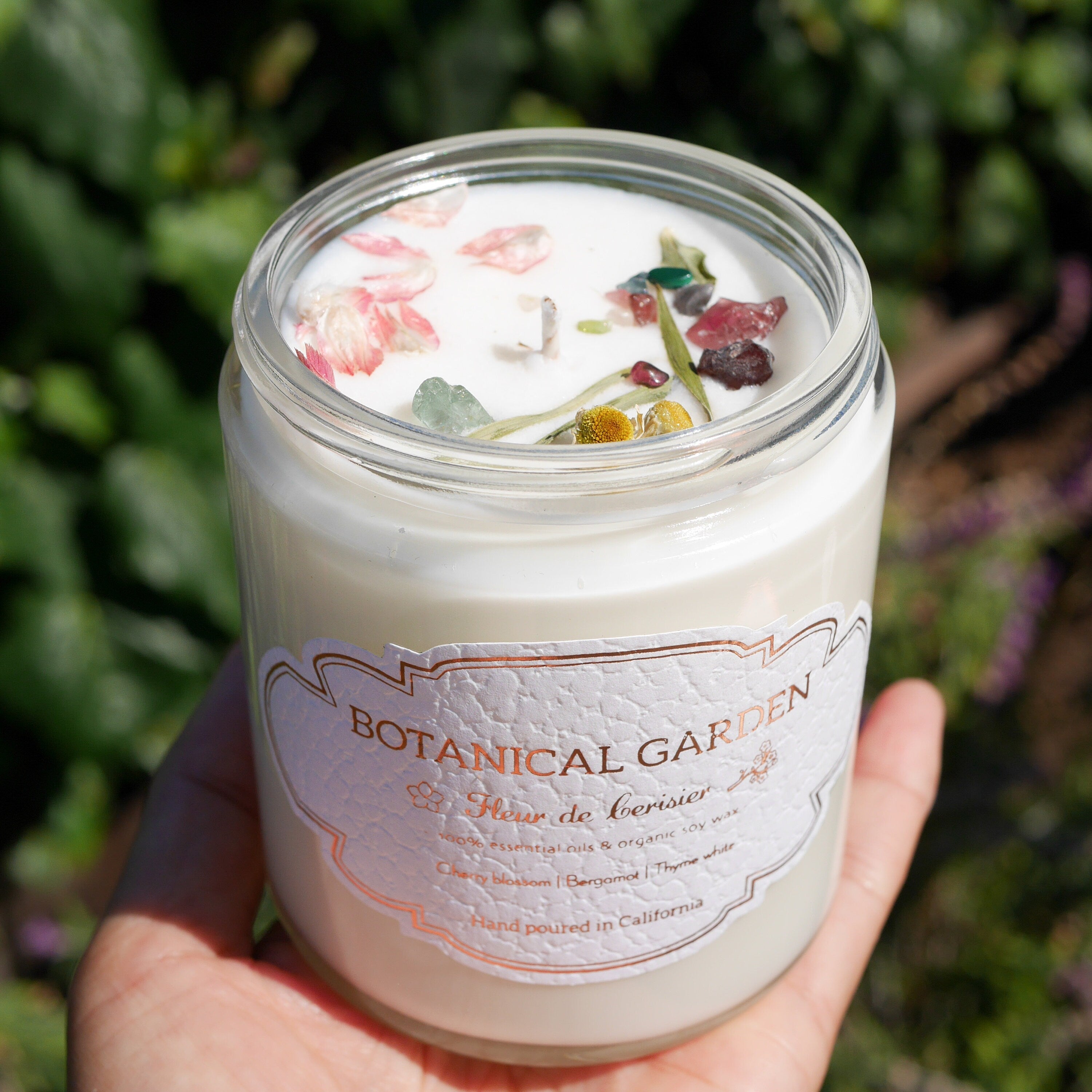 Cherry Blossom Soy Candle with Dried Flowers