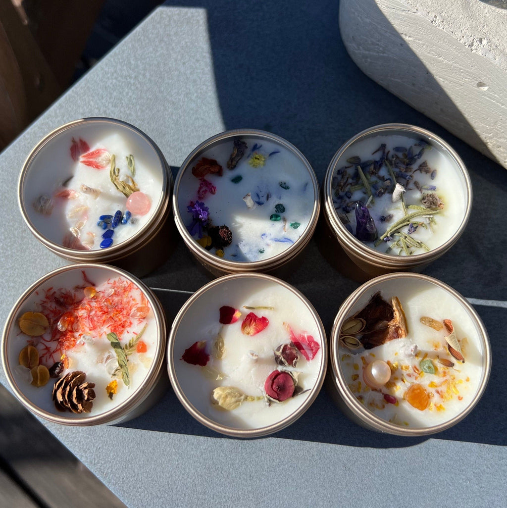 Essential Oil Soy Candle with Dried Flowers
