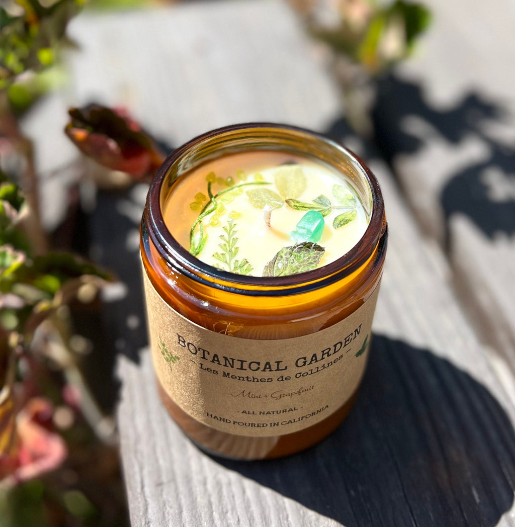 Mint Soy Candle with Dried Flowers