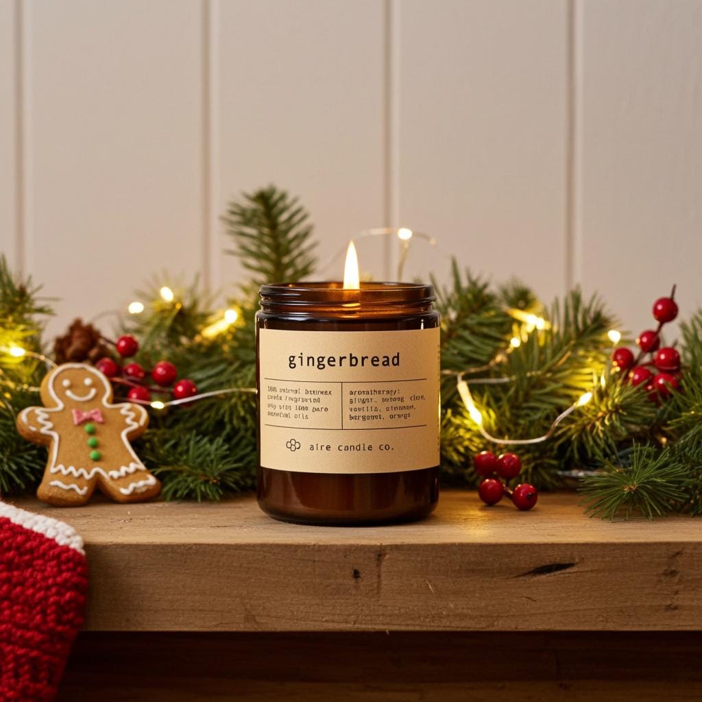 Gingerbread Beeswax Candle