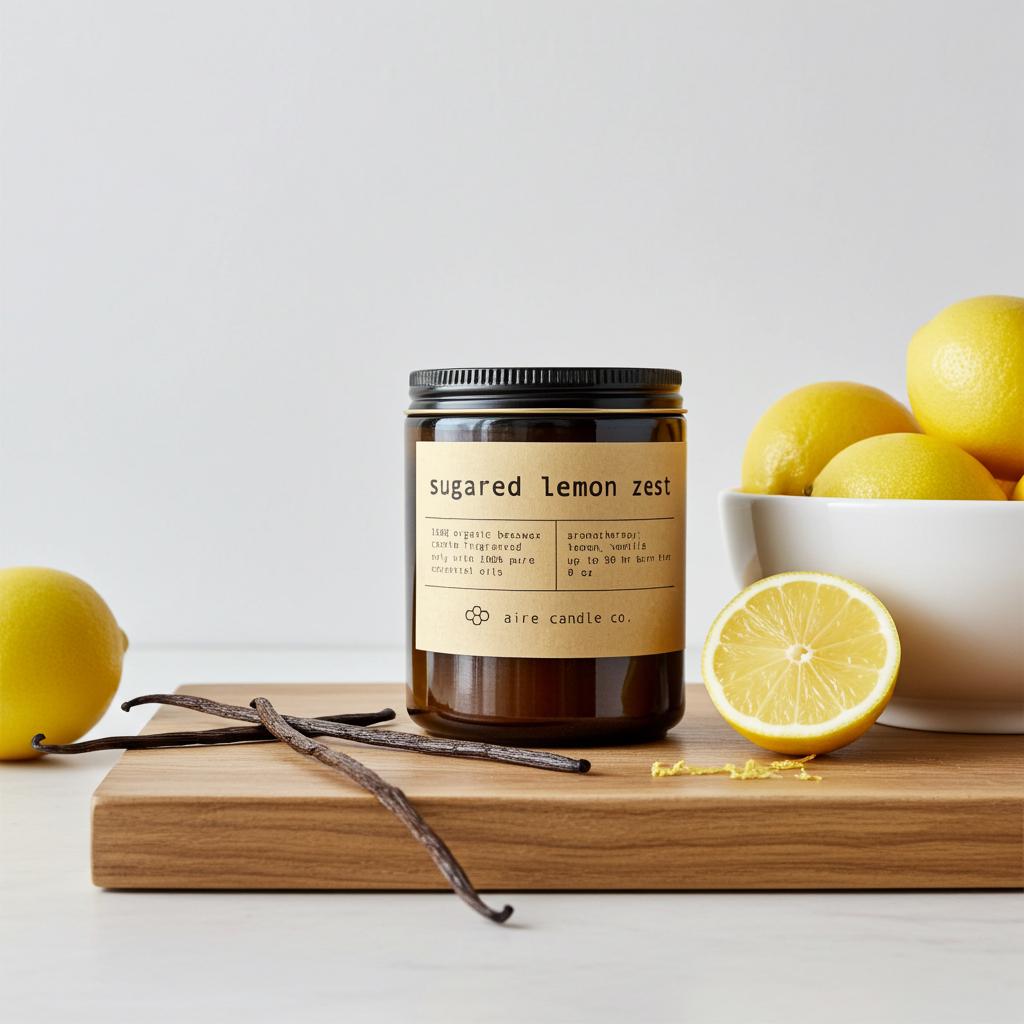 Sugared Lemon Zest Beeswax Candle