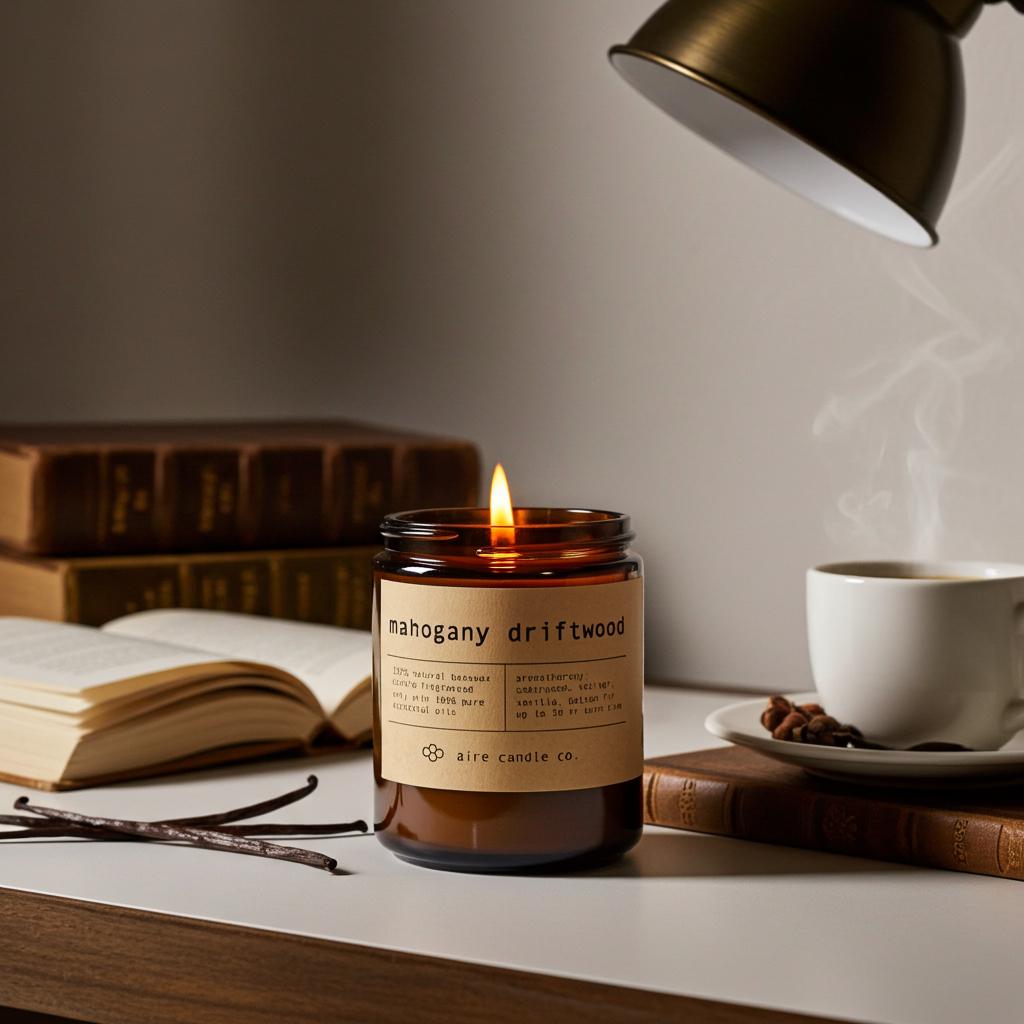 Mahogany Driftwood Beeswax Candle