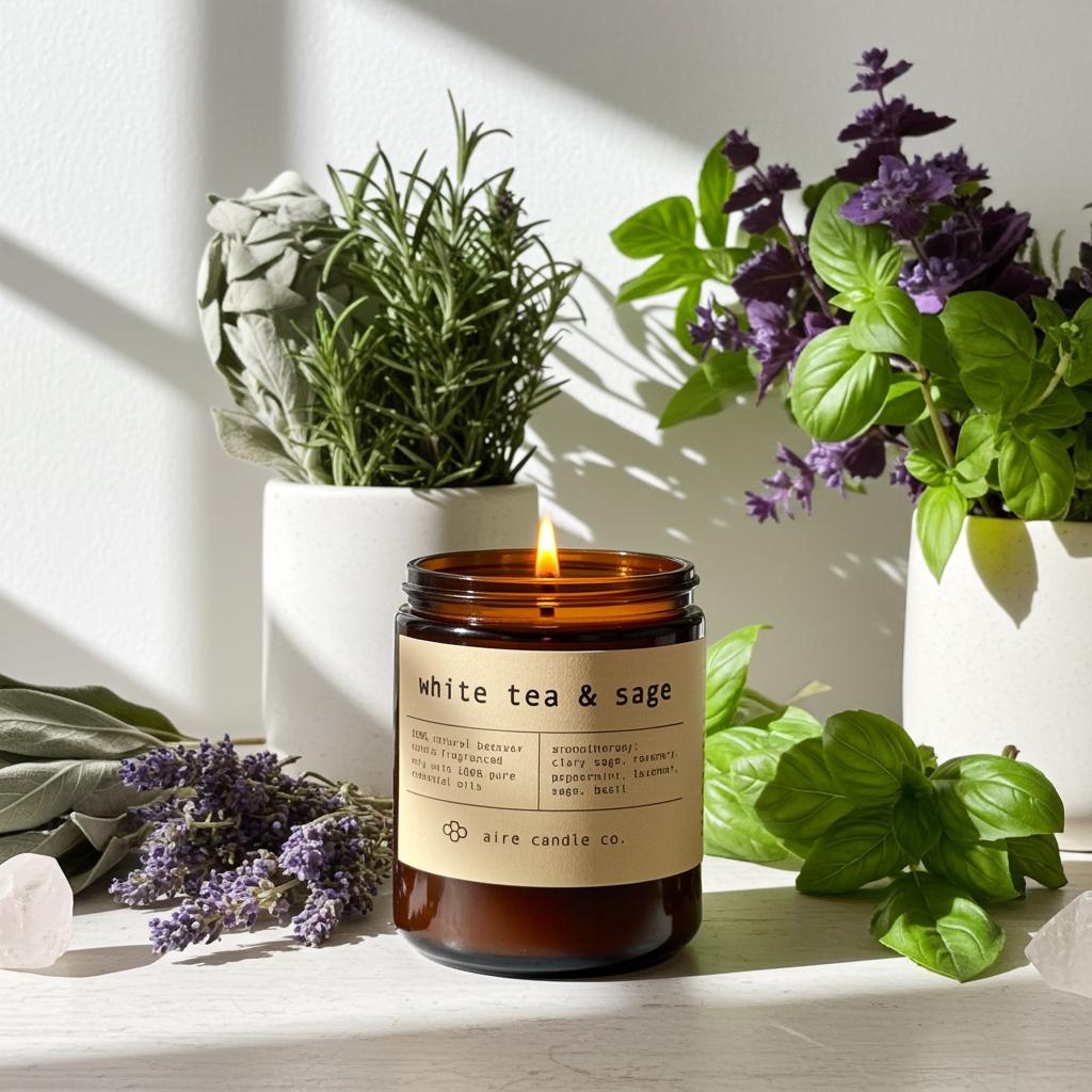 White Tea & Sage Beeswax Candle