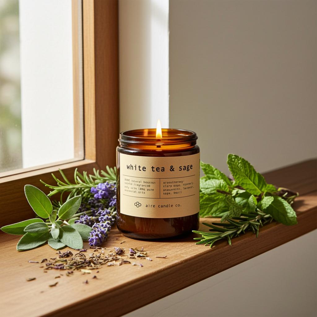 White Tea & Sage Beeswax Candle
